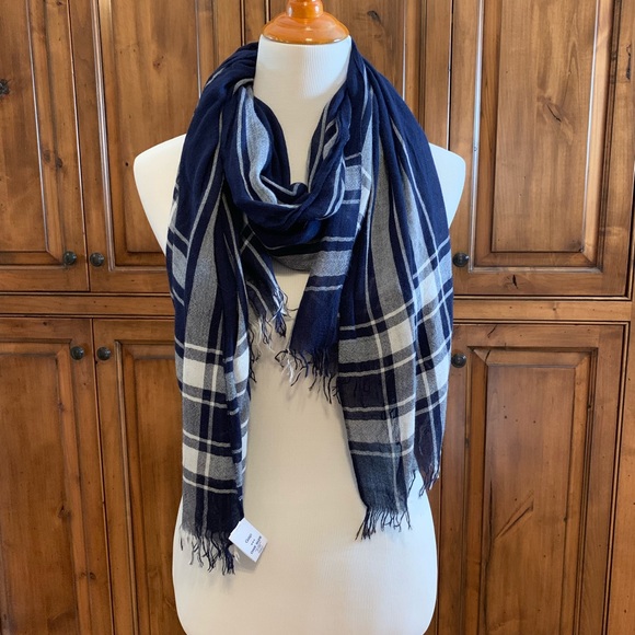 GAP Accessories - Gap Scarf - Viscose - Soft - Navy Blue Plaid
